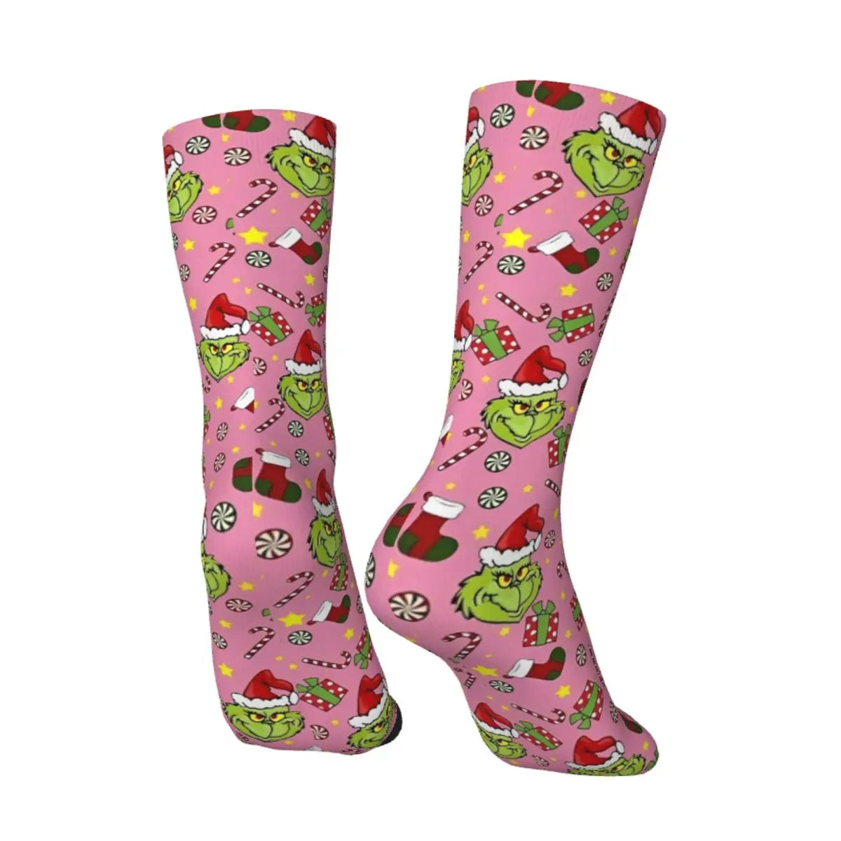 Pink Christmas-S-Green-S-Grinching Stockings Monster Trendy Socks Winter Anti Skid Socks Women Men Running High Quality Socks