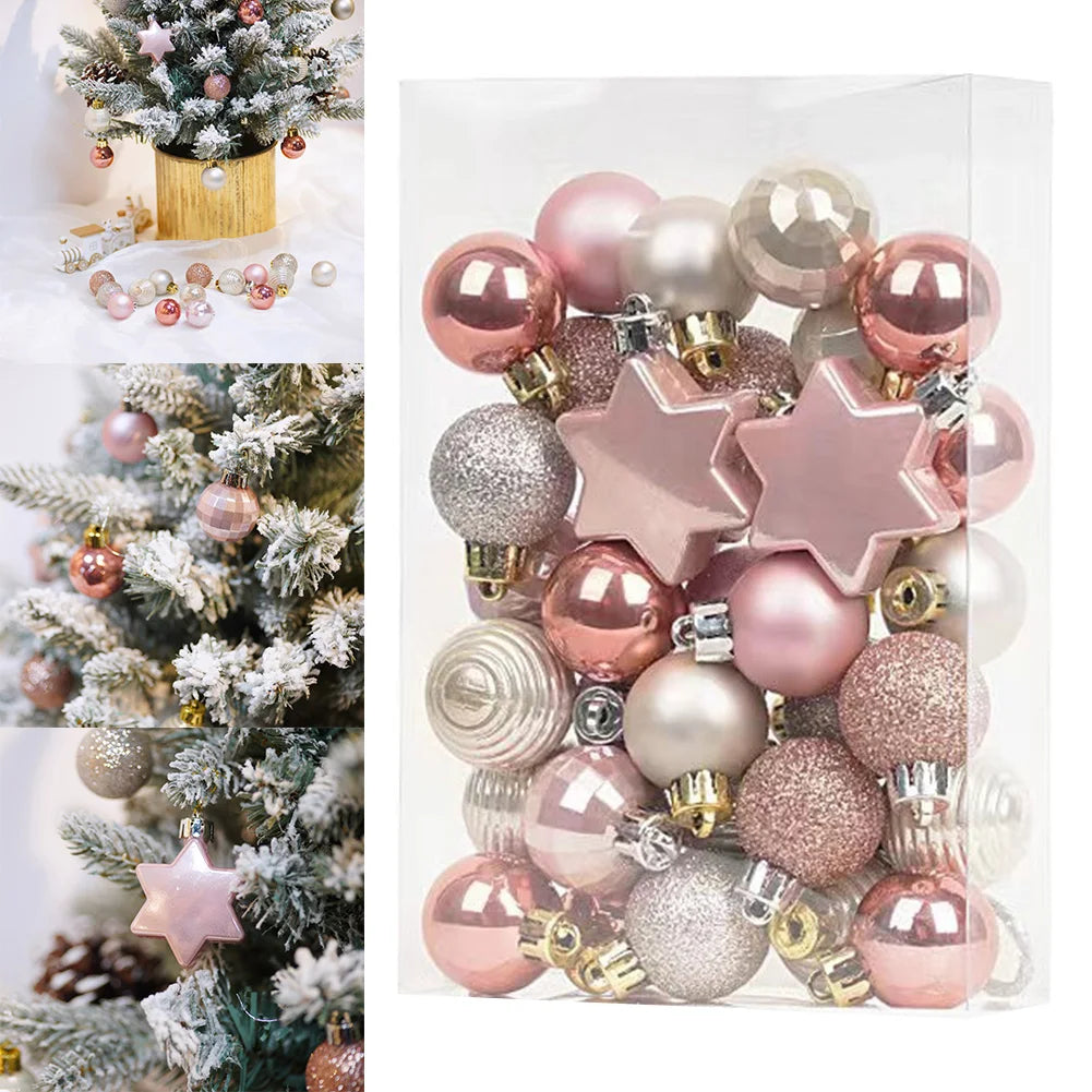 Tree Decorations Christmas Ornaments Holiday Celebrations Light Gold Pink Combination 3cm Diameter Lightweight