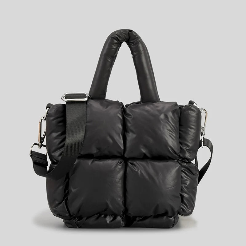 Fashion Fluorescent Green Padded Women Shoulder Bags Designer Quilted Handbags Luxury Laser Nylon Large Capacity Tote Bag Winter