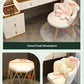 Multifunction Wireless Charging Princess Dressing Table Convertible Bedroom Smart Makeup Vanity With LED Mirror