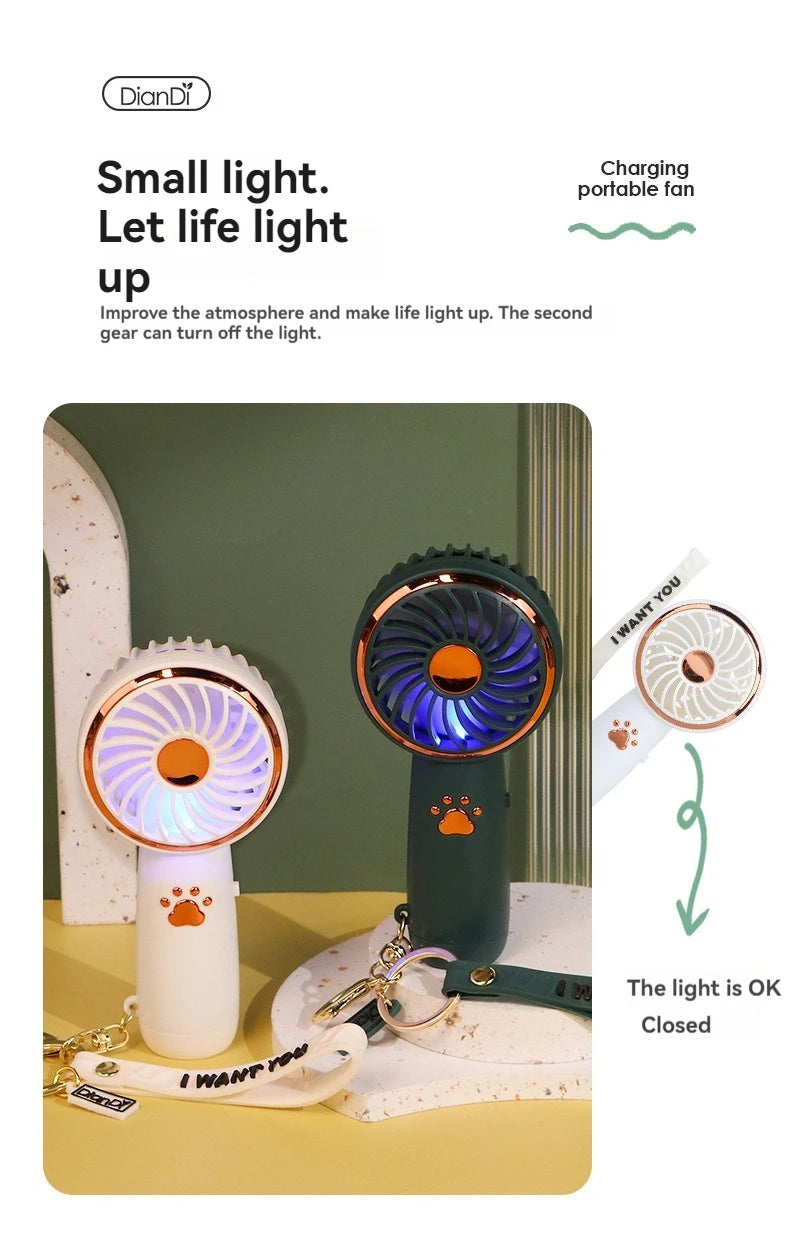 Summer New Mini Mini Fan Cute Cartoon Portable Charging USB Handheld Fan Student Outdoor Fan