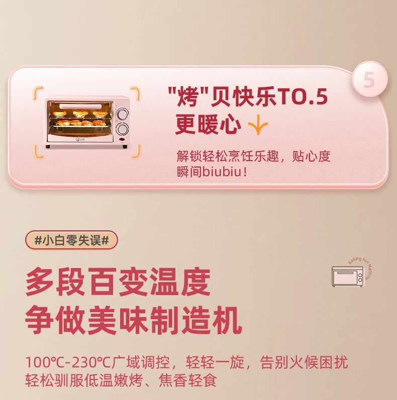 Mini Electric Oven (12L), Compact Baking Oven for Home Use, SpaceSaving Toaster, Quick Heat Oven, Countertop Baking Appliance,