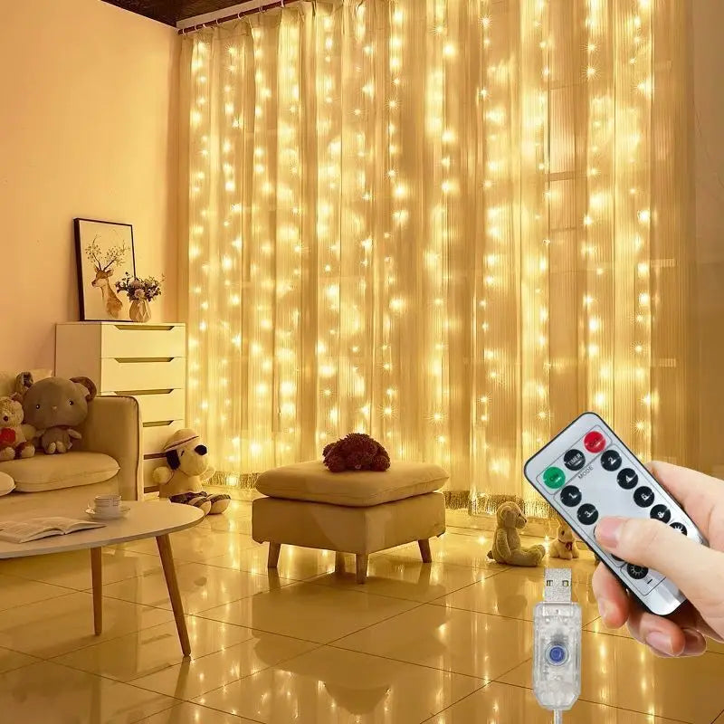 LED Garland Curtain String Lights USB Remote Control Fairy Festoon Light Christmas Decoration for Room Party Wedding New Year