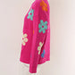 Spell Color Flower Round Collar Pullover Knitted Sweater