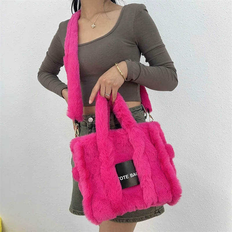 Faux Fur Ladies Tote Bag