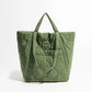 MABULA Green Cotton Padded Women's Handbag Fit 13" Laptop Big Capacity Quilted Work Bag Japanese Simple Shoulder Puffer Purse