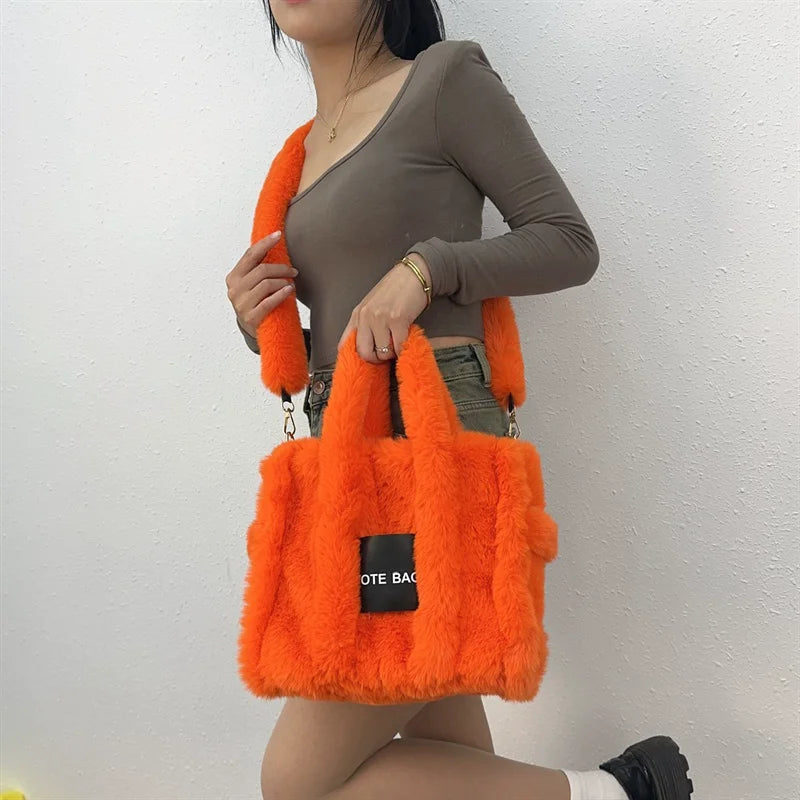 Faux Fur Ladies Tote Bag