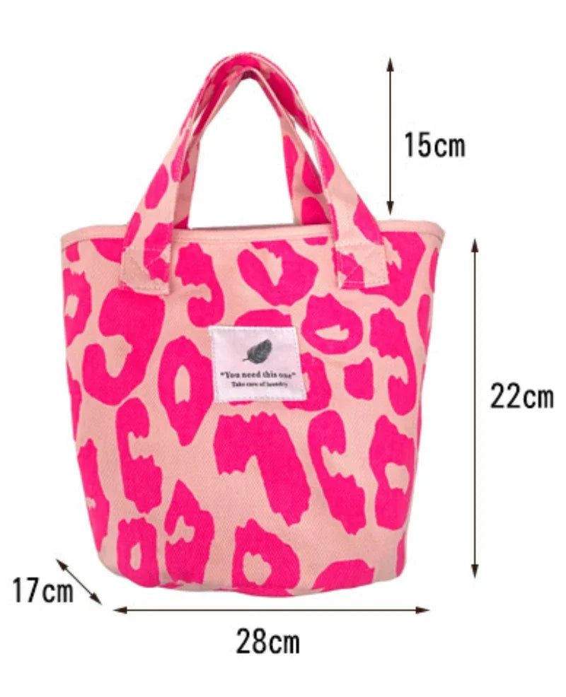 Pink Leopard Print Women Handbag Large Capacity Single Tote