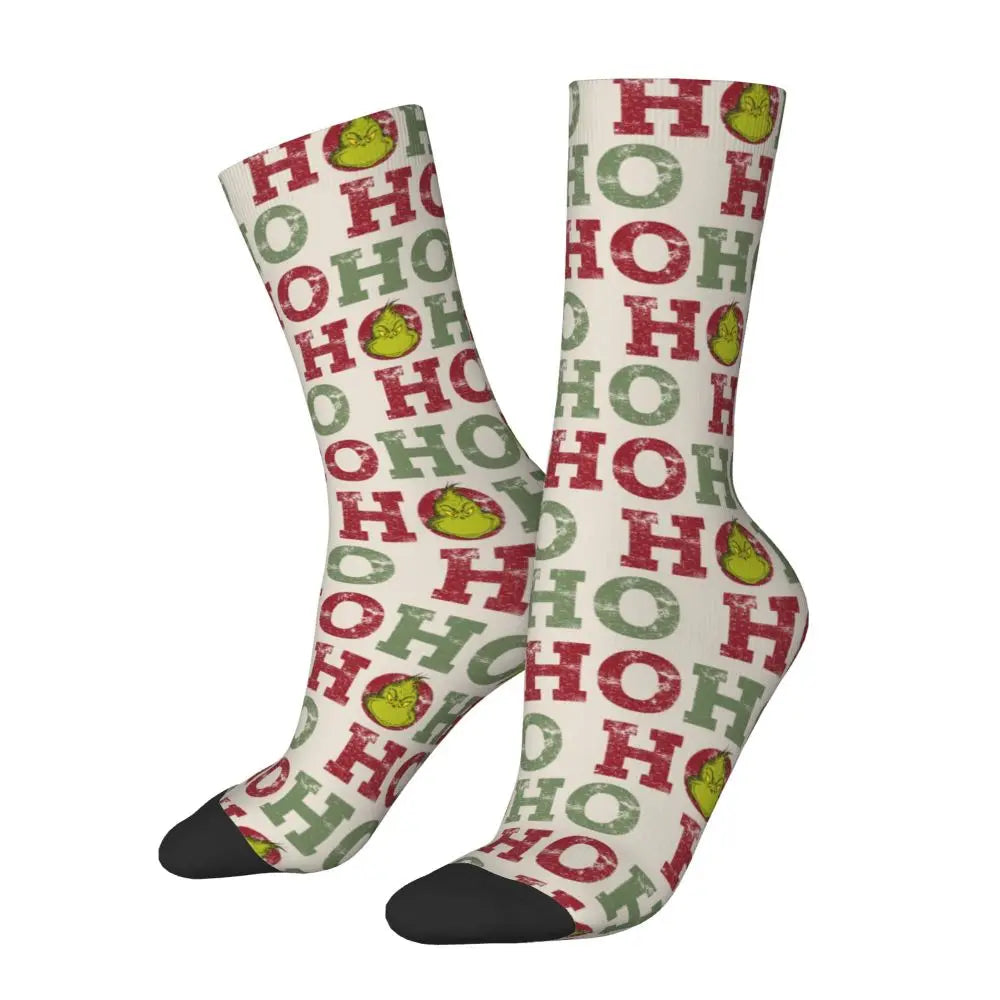 Novelty Christmas-S-Green-S-Grinching Socks Men's Women's Fashion Socks Spring Summer Autumn Winter Middle Tube Socks Gift