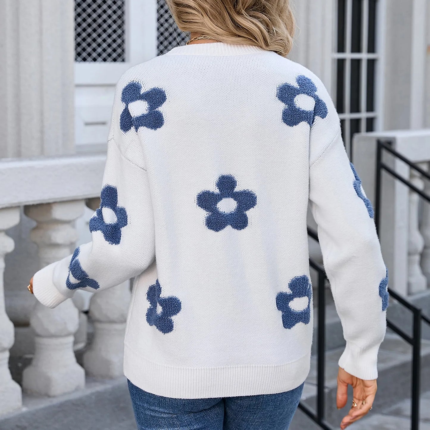 Knitted Flower Sweaters For Women Blusa De Frio Feminina