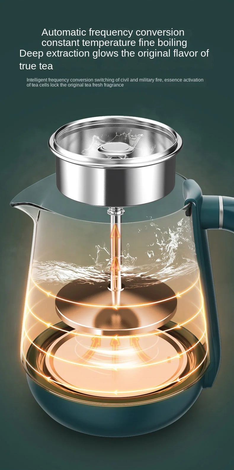 Electric Kettle 1L Black Tea Kettle with Steam Spray Function Health Tea Pot with Stainless Steel and 304 220V