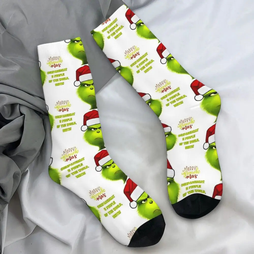 Pink Christmas-S-Green-S-Grinching Stockings Monster Trendy Socks Winter Anti Skid Socks Women Men Running High Quality Socks