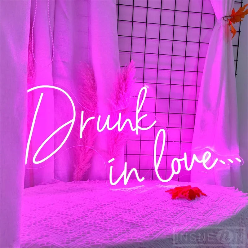 Neon LED Sign Drunk In Love Neon Decor Lamp for Bar Party Neon Lighting Signs Wedding Room Birthday Decoration Wall Night Lights