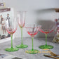French Floral Cocktail Glass Household Luxury Retro Flower Red Wine Goblet Crystal Glass Pink Green Champagne Cup Cocktail Cup