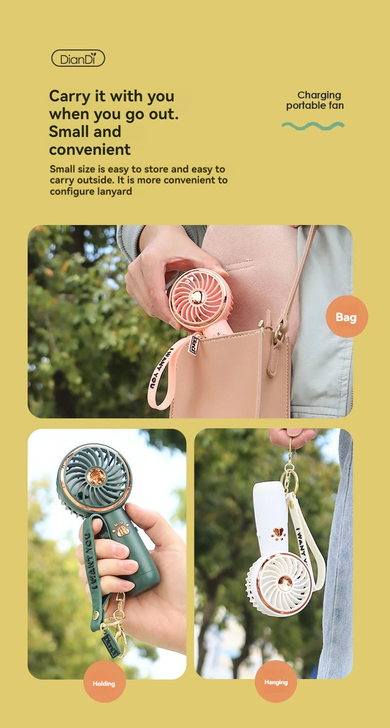 Summer New Mini Mini Fan Cute Cartoon Portable Charging USB Handheld Fan Student Outdoor Fan