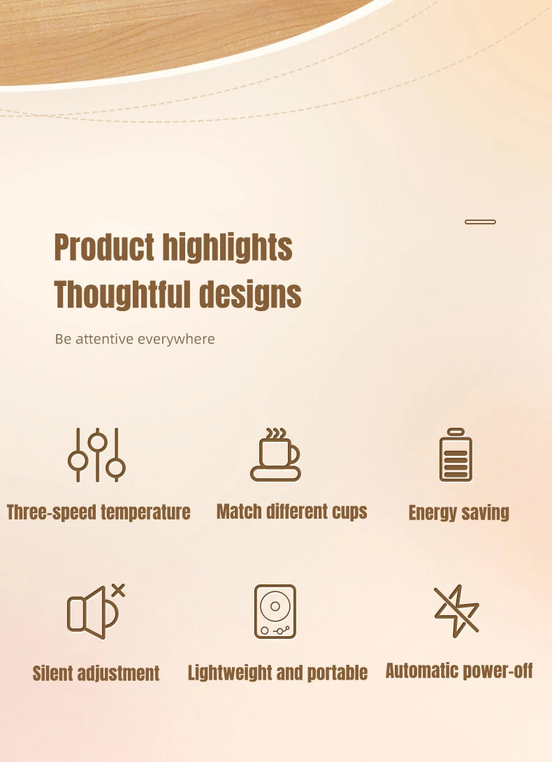 Coffee Cup Warmer Electric Mug Heater Constant Temperature 3 Gear Settings Keep Milk Tea Warm Auto-off Heating Coaster for Home