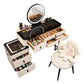Multifunction Wireless Charging Princess Dressing Table Convertible Bedroom Smart Makeup Vanity With LED Mirror