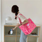 Pink Leopard Print Women Handbag Large Capacity Single Tote