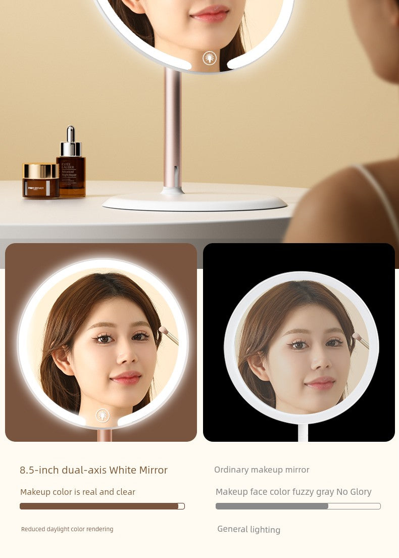 Dual-Axis Stand Office Rotating Makeup Mirror with Light