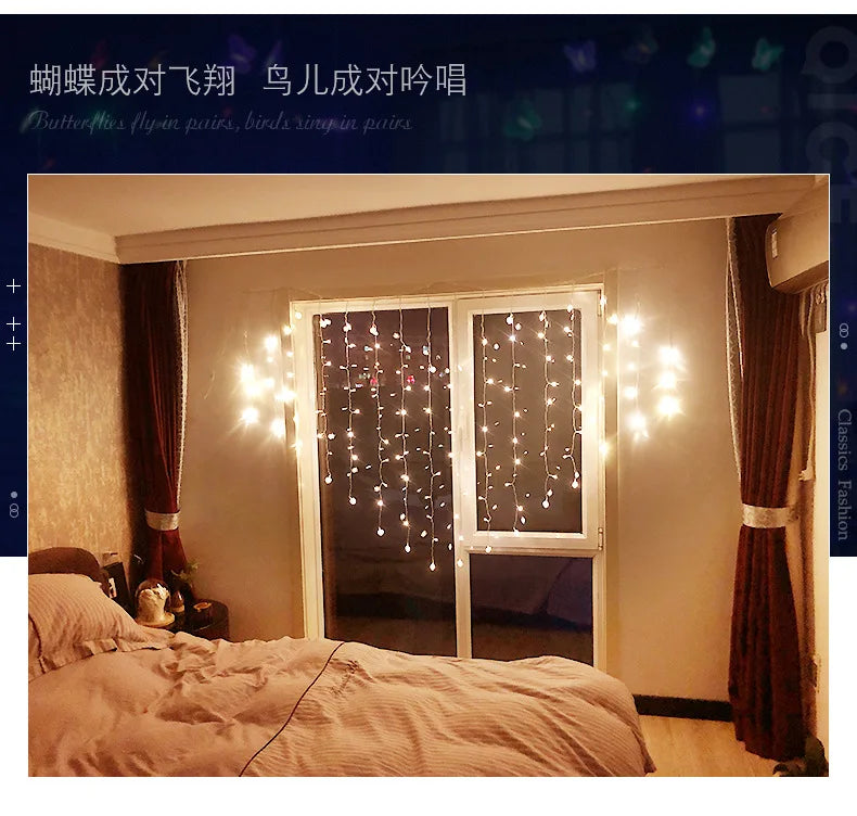 Star LED String Lights Love Heart Bow Shape Led Curtain Lights Birthday Christmas Party Wedding Decorations Fairy Lights Bedroom