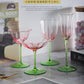 French Floral Cocktail Glass Household Luxury Retro Flower Red Wine Goblet Crystal Glass Pink Green Champagne Cup Cocktail Cup