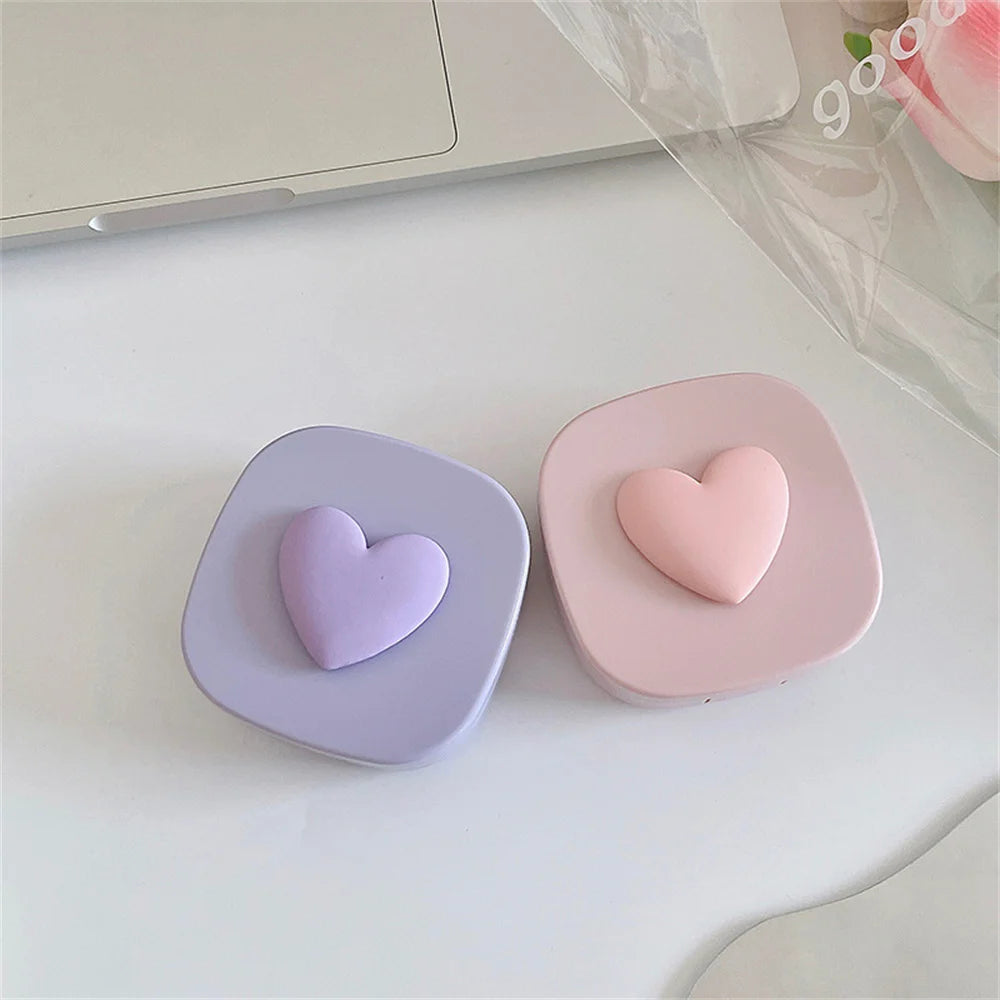 Heart Contact Lens Case with Mirror Mini Lovely Eyes Care Contact Lens Container Box Travel Kits Eyewear Accessories Organizer