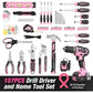 Pink Household Tool Kit with Drill, 157PCS Tool Set with 20V Cordless Lithium-ion Drill Driver, Home Tool Kit for All Purpose