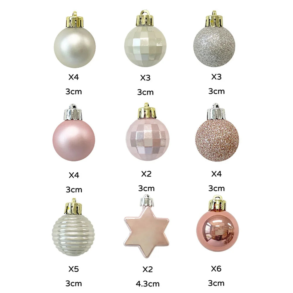 Tree Decorations Christmas Ornaments Holiday Celebrations Light Gold Pink Combination 3cm Diameter Lightweight