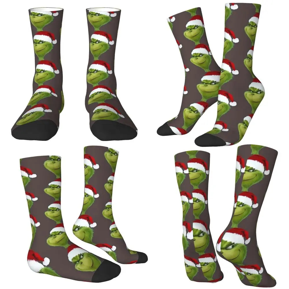 Pink Christmas-S-Green-S-Grinching Stockings Monster Trendy Socks Winter Anti Skid Socks Women Men Running High Quality Socks