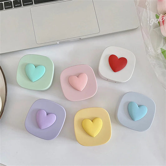 Heart Contact Lens Case with Mirror Mini Lovely Eyes Care Contact Lens Container Box Travel Kits Eyewear Accessories Organizer
