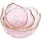 3-Pack Glass for Kitchen Prep, Nesting Space Saving Set of  Pink Crystal  Set, Irregular Shape Glass