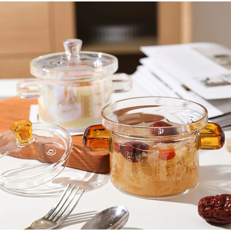 Love Binaural Pan Noodle Pink Open Fire Soup Cute Glass Cooking Pot High-value Borosilicate Instant Heat-resistant High