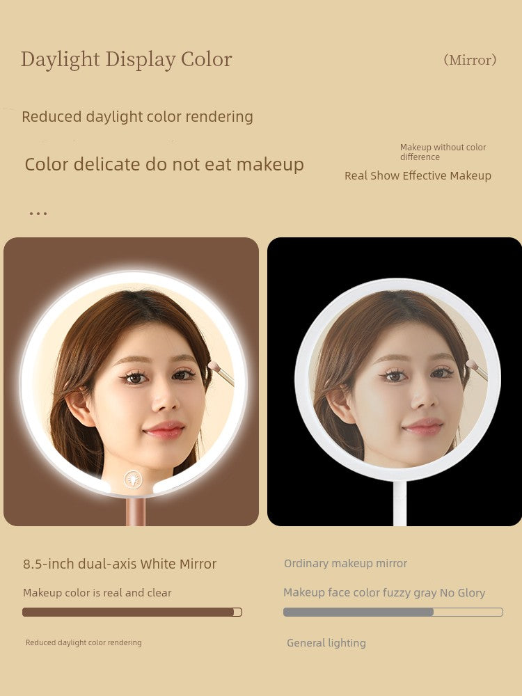 Dual-Axis Stand Office Rotating Makeup Mirror with Light