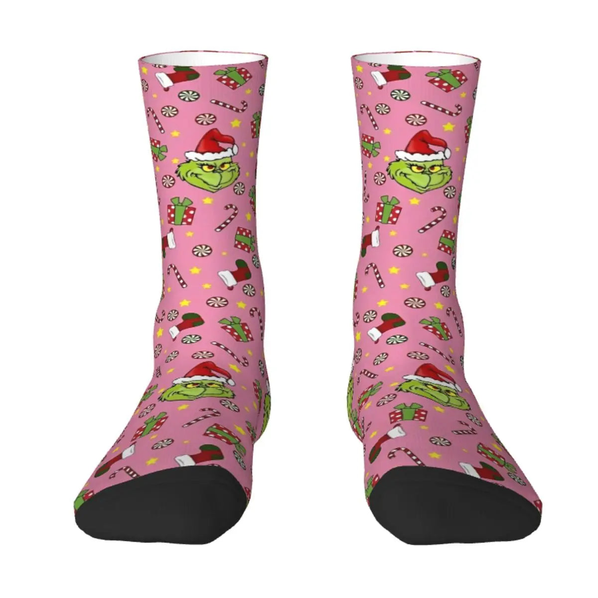 Pink Christmas-S-Green-S-Grinching Stockings Monster Trendy Socks Winter Anti Skid Socks Women Men Running High Quality Socks