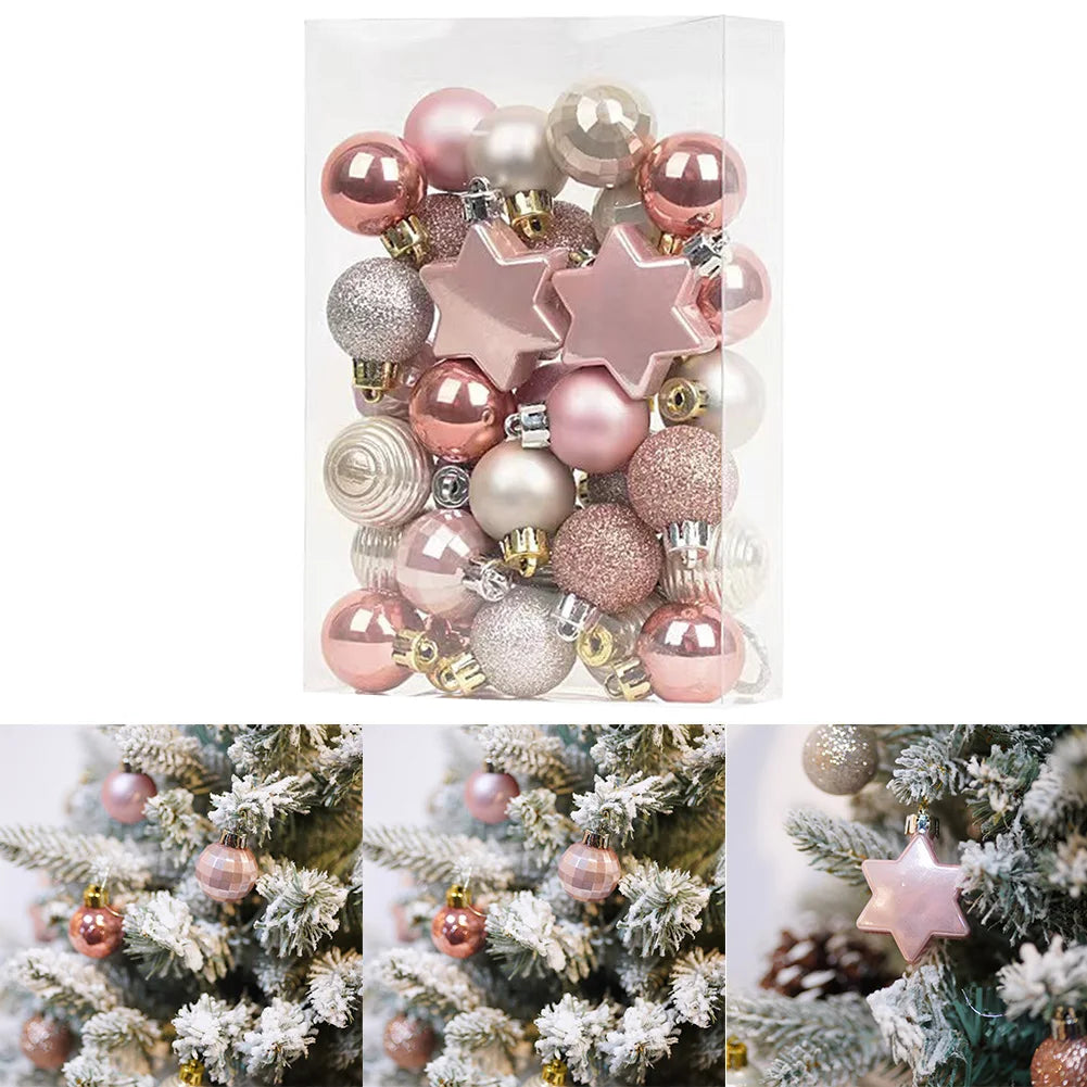 Tree Decorations Christmas Ornaments Holiday Celebrations Light Gold Pink Combination 3cm Diameter Lightweight