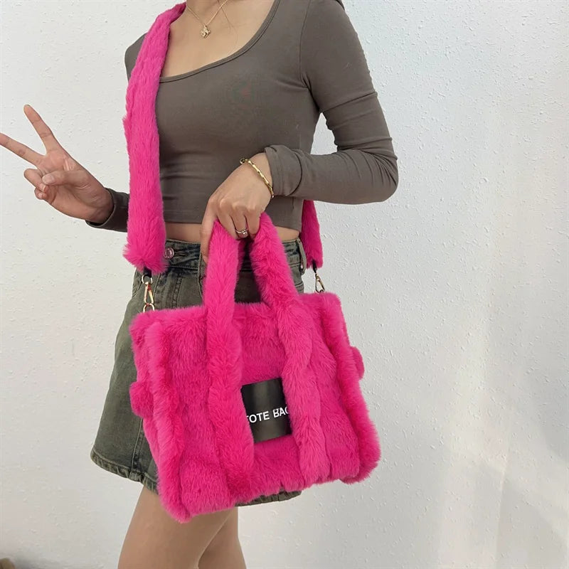Faux Fur Ladies Tote Bag