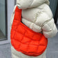 Women Padded Quilted Crossbody Korean Fashion Hobos Shoulder Bag Large Capacity Half Moon Handbag Lightweight Winter Tote Bags