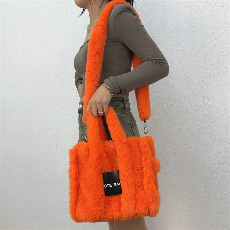 Faux Fur Ladies Tote Bag