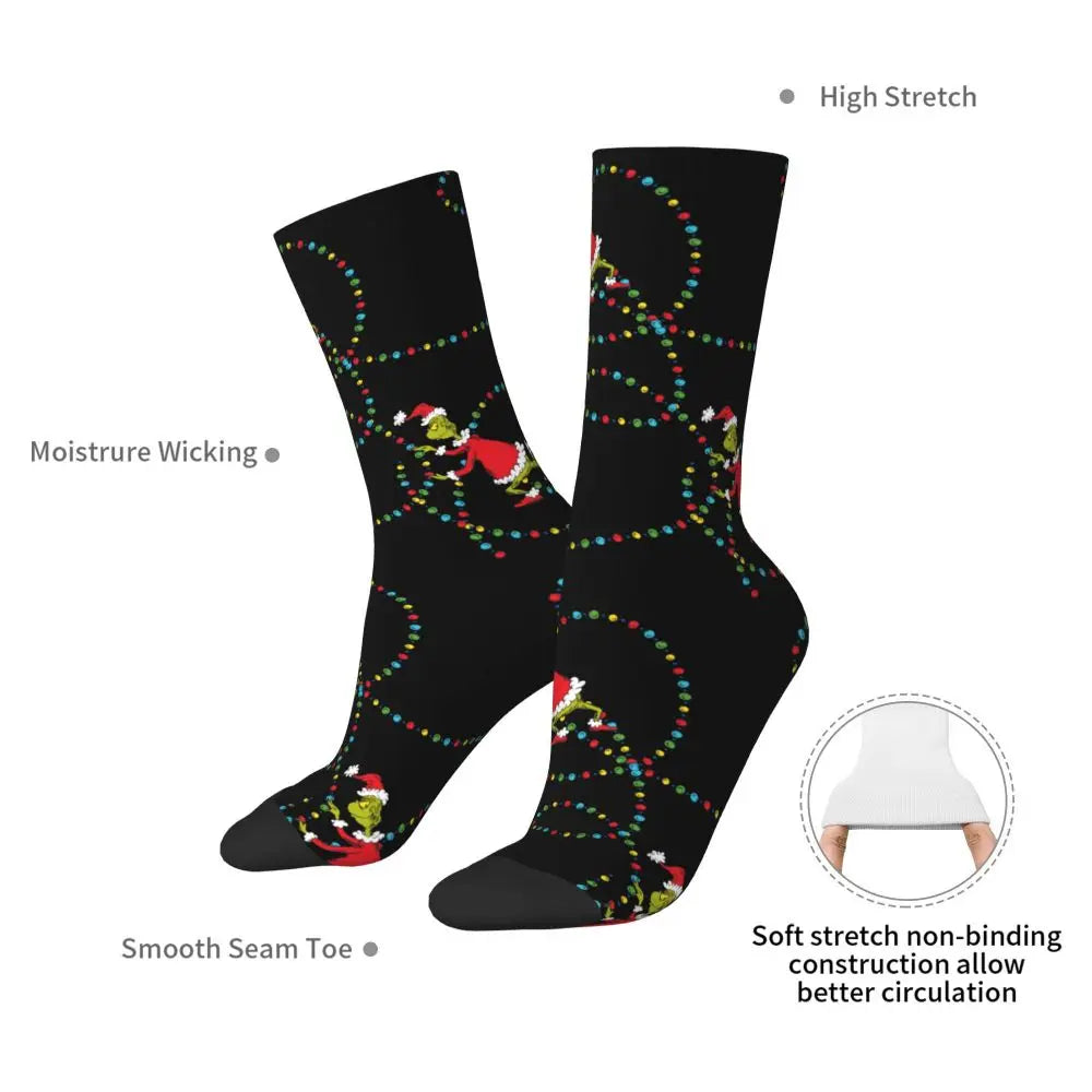 Novelty Christmas-S-Green-S-Grinching Socks Men's Women's Fashion Socks Spring Summer Autumn Winter Middle Tube Socks Gift