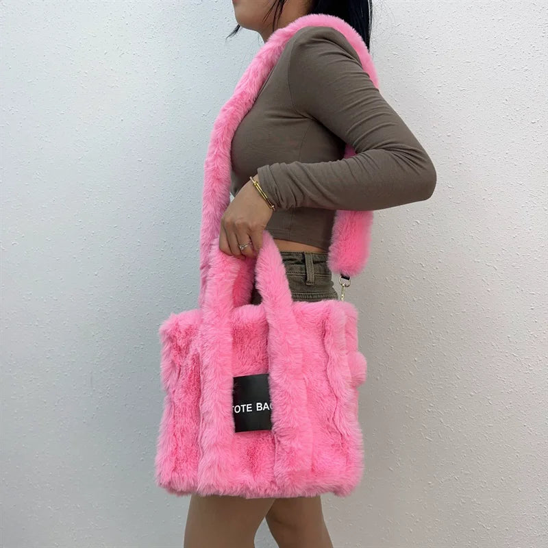 Faux Fur Ladies Tote Bag