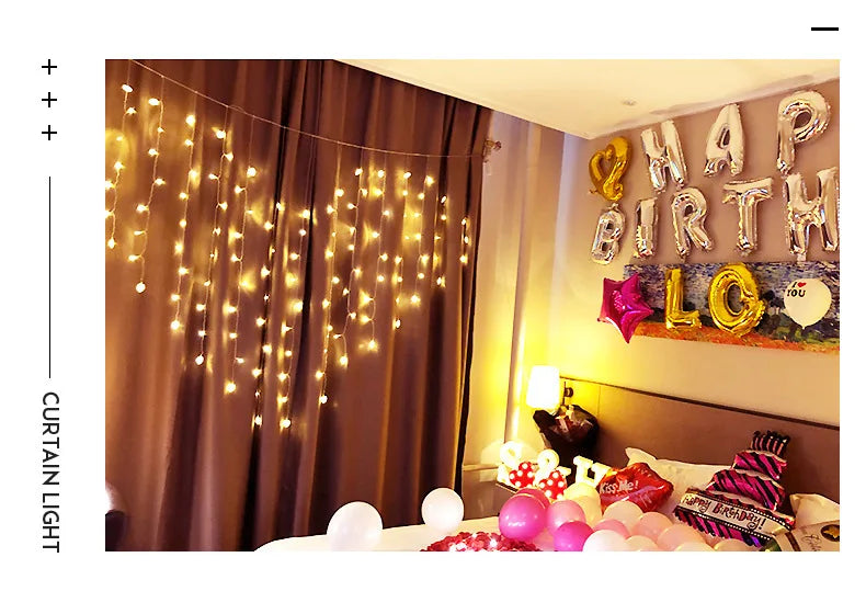 Star LED String Lights Love Heart Bow Shape Led Curtain Lights Birthday Christmas Party Wedding Decorations Fairy Lights Bedroom
