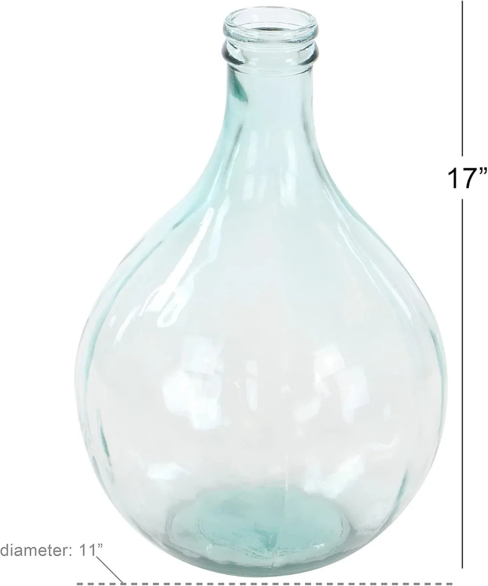 Deco 79 Recycled Glass Handmade Decorative Vase Spanish Bottle Centerpiece Vase, Flower Vase for Home 11" x 11" x 17"