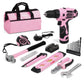 Cordless Drill Driver 12V Pink Hand Tool Set 18 1 Torque Adjustment Lithium-ion Battery 177 in-lbs Torque Portable Storage Bag