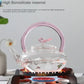 Tea Pot  Pink Butterfly High Borosilicate Transparent Glass Beam Pot Clay Stove Tea Kettle Tea Cup