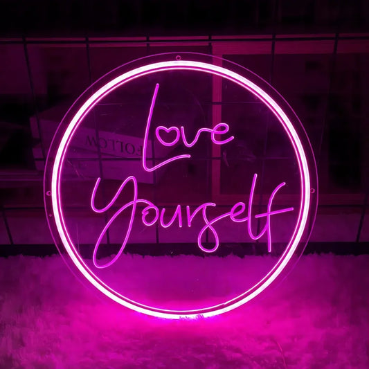 Love Yourself Neon Sign Engrave Personality Custom USB Led Luminous Letters For Coffee Shop Bars Decoration Lights on The Wall