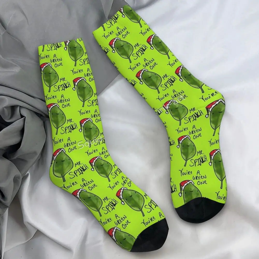 Pink Christmas-S-Green-S-Grinching Stockings Monster Trendy Socks Winter Anti Skid Socks Women Men Running High Quality Socks