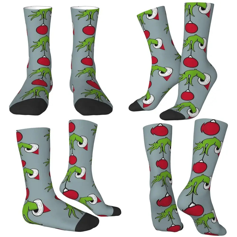Pink Christmas-S-Green-S-Grinching Stockings Monster Trendy Socks Winter Anti Skid Socks Women Men Running High Quality Socks