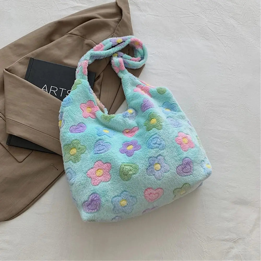 Soft Plush Shoulder Bags Casual Large Capacity Furry Top-Handle Bag Handbags Women Girls
