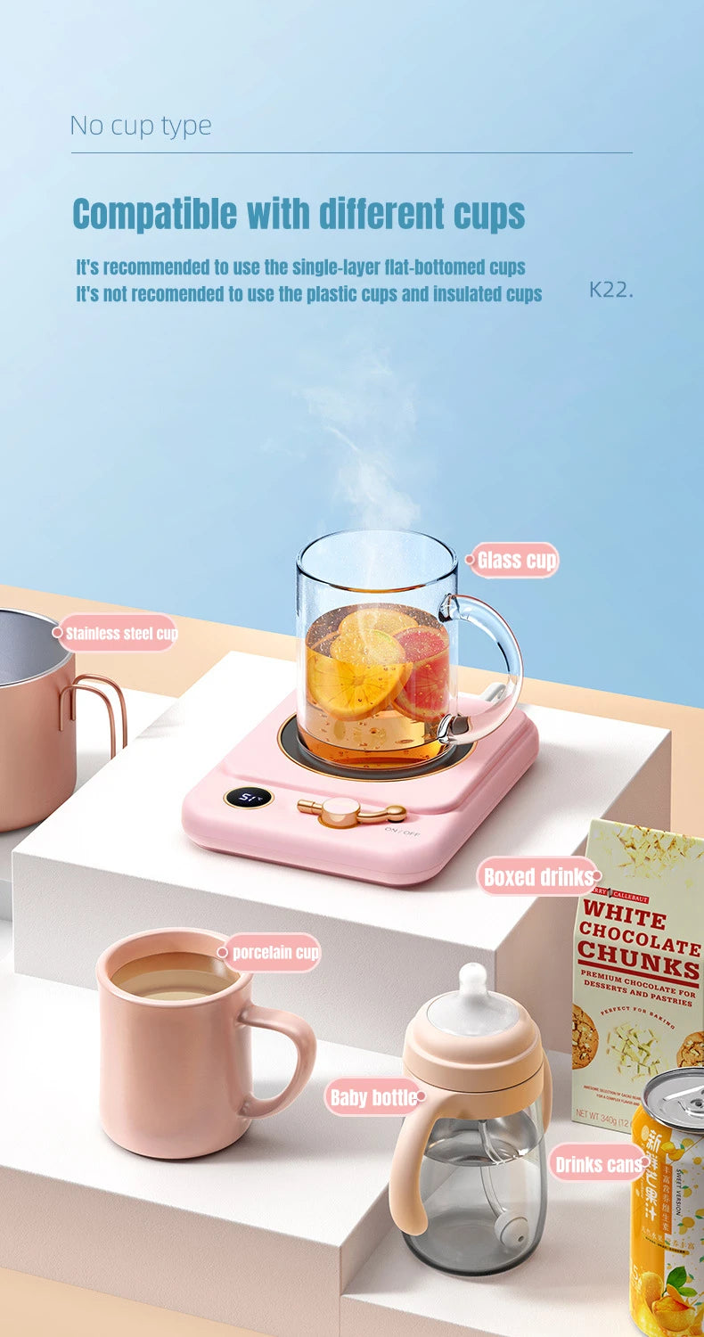 Coffee Cup Warmer Electric Mug Heater Constant Temperature 3 Gear Settings Keep Milk Tea Warm Auto-off Heating Coaster for Home