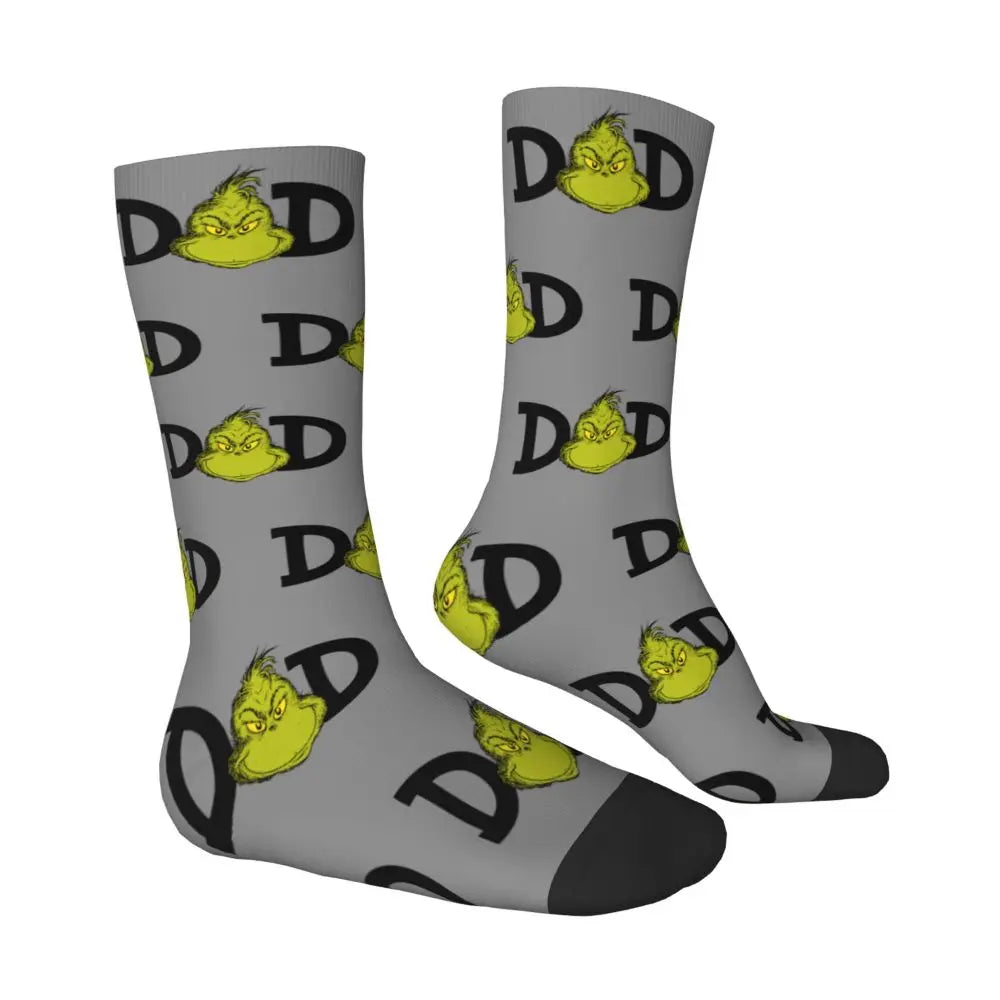Novelty Christmas-S-Green-S-Grinching Socks Men's Women's Fashion Socks Spring Summer Autumn Winter Middle Tube Socks Gift